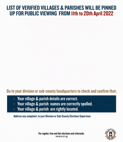 Display of Verified Villages and Parishes